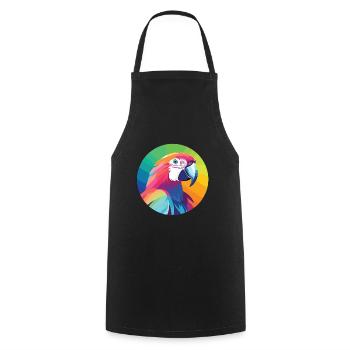 Papagei buntes Aquarell Tier Haustier Illustration - Kochschürze - Schwarz - Vorne - AI Model Male 185 dark (185cm)
