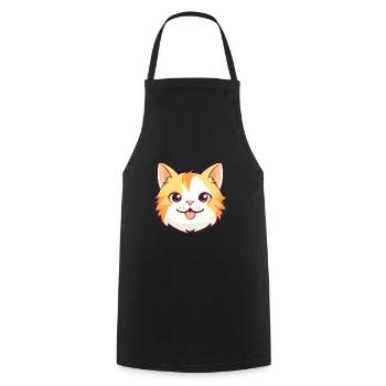 Hauskatze Cartoon Aquarell Illustration - Kochschürze - Schwarz - Vorne - AI Model Male 185 dark (185cm)