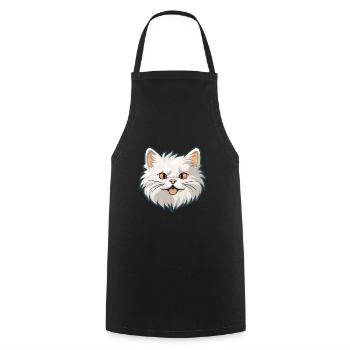 Sibirische Katze Karikatur Aquarell Illustration - Kochschürze - Schwarz - Vorne - AI Model Male 185 dark (185cm)