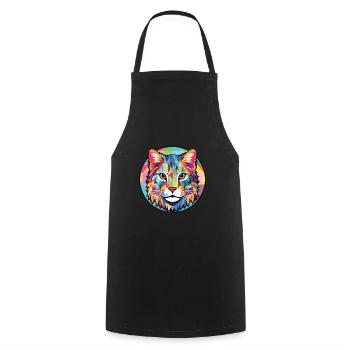 Australische gefleckte Nebelkatze buntes Aquarell - Kochschürze - Schwarz - Vorne - AI Model Male 185 dark (185cm)