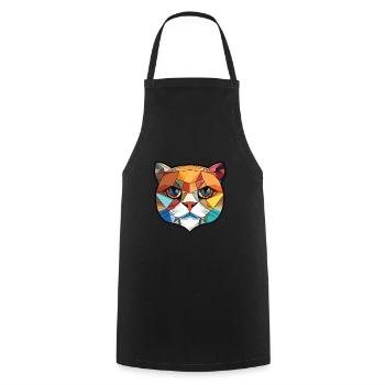 Scottish Fold chat coloré aquarelle Illustration - Tablier de cuisine - noir - Devant - AI Model Male 185 dark (185cm)