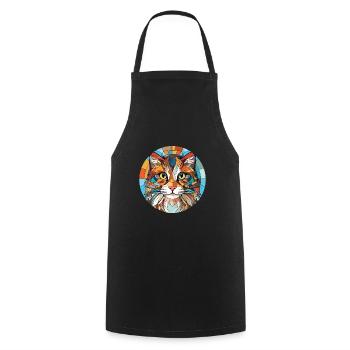 Laperm Cat Breed Illustration aquarelle colorée - Tablier de cuisine - noir - Devant - AI Model Male 185 dark (185cm)