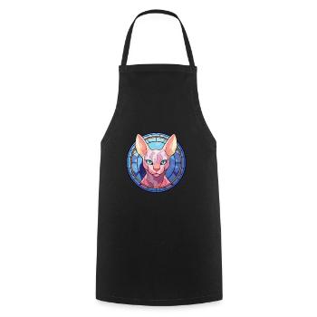 Sphynx Cat Breed Colorful Watercolor Illustration - Cooking Apron - black - Front - AI Model Male 185 dark (185cm)