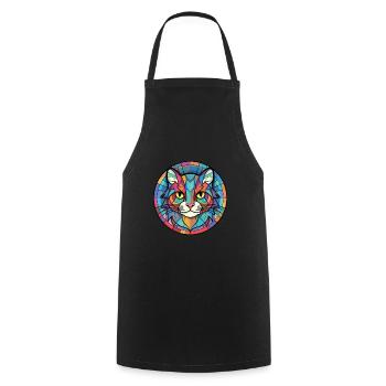 Manx Cat Breed coloré aquarelle Illustration - Tablier de cuisine - noir - Devant - AI Model Male 185 dark (185cm)