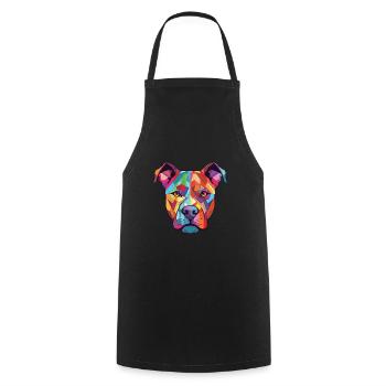 American Pitbull Terrier Dog Breed Watercolor - Cooking Apron - black - Front - AI Model Male 185 dark (185cm)