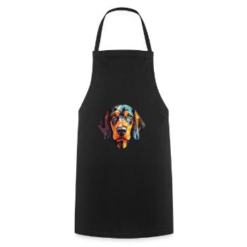 Schwarz und Tan Coonhound Hunderasse Aquarellglas - Kochschürze - Schwarz - Vorne - AI Model Male 185 dark (185cm)