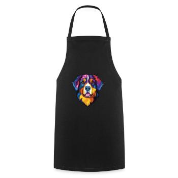 Bernese Mountain Dog Breed Watercolor Illustration - Cooking Apron - black - Front - AI Model Male 185 dark (185cm)