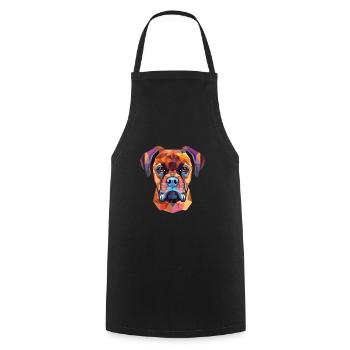 Illustration à l’aquarelle de race de chien Boxer allemand - Tablier de cuisine - noir - Devant - AI Model Male 185 dark (185cm)