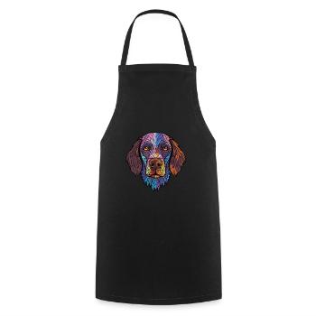 Deutscher rauhaariger Vorstehhund Rasse Aquarell - Kochschürze - Schwarz - Vorne - AI Model Male 185 dark (185cm)
