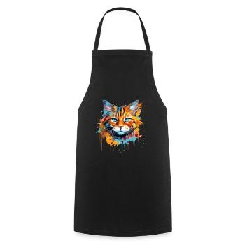 ginger cat, long-haired cat - Cooking Apron - black - Front - AI Model Male 185 dark (185cm)