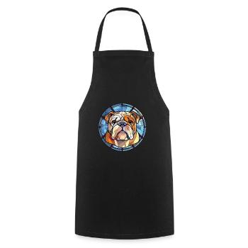 Bulldogge Hund Rasse Bunte Aquarell Illustration - Kochschürze - Schwarz - Vorne - AI Model Male 185 dark (185cm)