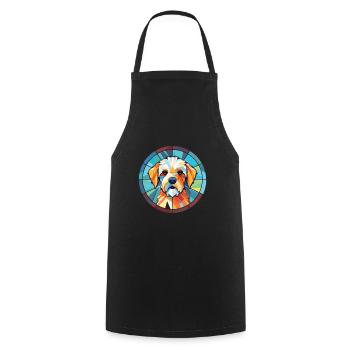 Französischer dreifarbiger Hundehund Rasse Aquarellglas - Kochschürze - Schwarz - Vorne - AI Model Male 185 dark (185cm)
