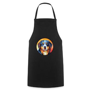 Bernese Mountain Dog Breed Watercolor Illustration - Cooking Apron - black - Front - AI Model Male 185 dark (185cm)
