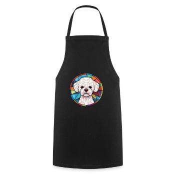 Bichons frisé race de chien Illustration à l’aquarelle - Tablier de cuisine - noir - Devant - AI Model Male 185 dark (185cm)