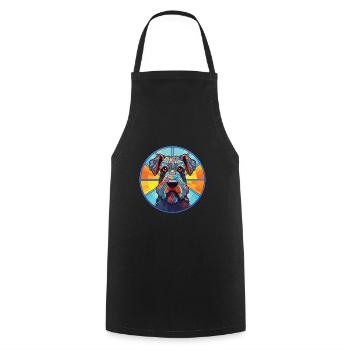 Kerry Blue Terrier Hunderasse buntes Aquarell - Kochschürze - Schwarz - Vorne - AI Model Male 185 dark (185cm)