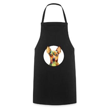 Miniatur Pinscher Hunderasse buntes Aquarell - Kochschürze - Schwarz - Vorne - AI Model Male 185 dark (185cm)