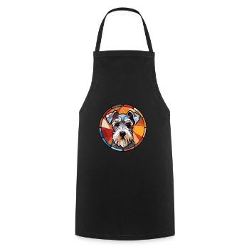 Schnauzer miniature chien race aquarelle colorée - Tablier de cuisine - noir - Devant - AI Model Male 185 dark (185cm)