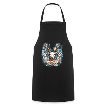 Fleurs de cerf - Tablier de cuisine - noir - Devant - AI Model Male 185 dark (185cm)