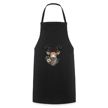 Fleurs de cerf - Tablier de cuisine - noir - Devant - AI Model Male 185 dark (185cm)