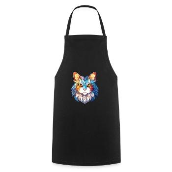 Ragamuffin chat coloré aquarelle illustration - Tablier de cuisine - noir - Devant - AI Model Male 185 dark (185cm)