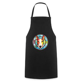 Bull Terrier Dog Breed Watercolor Illustration - Cooking Apron - black - Front - AI Model Male 185 dark (185cm)