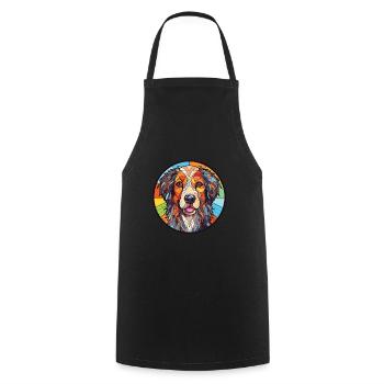 Kuchi Afghan Shepard chien race aquarelle colorée - Tablier de cuisine - noir - Devant - AI Model Male 185 dark (185cm)