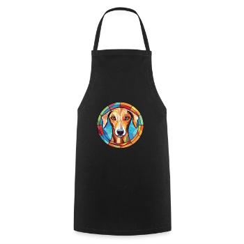 Vieux lévrier croate race chien aquarelle verre - Tablier de cuisine - noir - Devant - AI Model Male 185 dark (185cm)