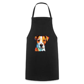 Parson Russell Terrier Hunderasse Aquarellglas - Kochschürze - Schwarz - Vorne - AI Model Male 185 dark (185cm)