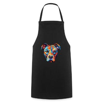 Staffordshire Bull Terrier Staffy Dog Watercolor - Cooking Apron - black - Front - AI Model Male 185 dark (185cm)