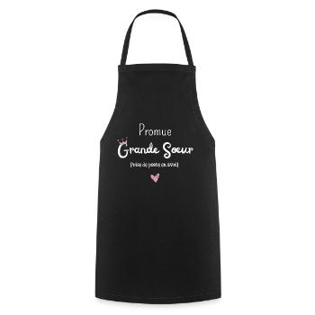 Promue grande soeur en avril - annonce grossesse - Tablier de cuisine - noir - Devant - AI Model Male 185 dark (185cm)