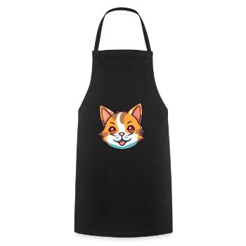 California Spangled Cat Cartoon Watercolor Clipart - Cooking Apron - black - Front - AI Model Male 185 dark (185cm)
