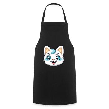 Hantilly Tiffany Katze Cartoon Aquarell Clipart - Kochschürze - Schwarz - Vorne - AI Model Male 185 dark (185cm)