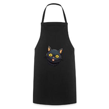 Illustration à l’aquarelle de dessin animé de chat de Bombay - Tablier de cuisine - noir - Devant - AI Model Male 185 dark (185cm)