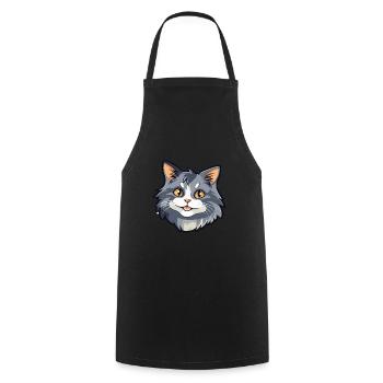 Kurilian Bobtail Cat Cartoon Watercolor Clipart - Cooking Apron - black - Front - AI Model Male 185 dark (185cm)