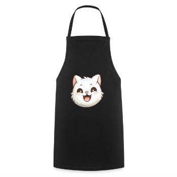 Khao Manee chat dessin animé illustration à l’aquarelle - Tablier de cuisine - noir - Devant - AI Model Male 185 dark (185cm)