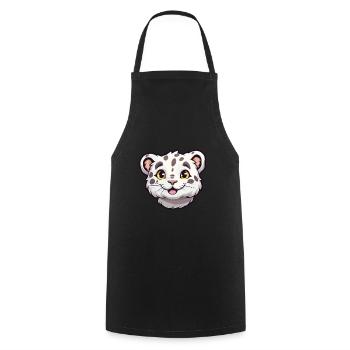 Léopard des neiges bébé chat dessin animé aquarelle Clipart - Tablier de cuisine - noir - Devant - AI Model Male 185 dark (185cm)