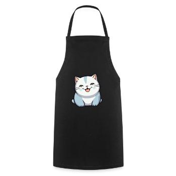 Britische Falte Kurzhaar Katze Karikatur Aquarell Kunst - Kochschürze - Schwarz - Vorne - AI Model Male 185 dark (185cm)