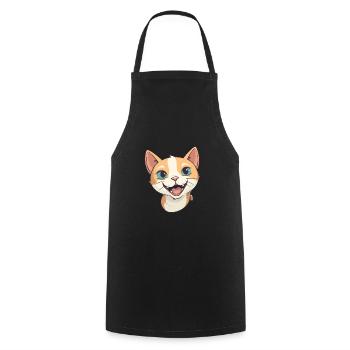 German Rex Cat Cartoon Watercolor Illustration - Cooking Apron - black - Front - AI Model Male 185 dark (185cm)