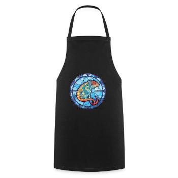 Chameleon Colorful Watercolor Animal Illustration - Cooking Apron - black - Front - AI Model Male 185 dark (185cm)