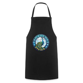 Peacock Colorful Watercolor Animal Illustration - Cooking Apron - black - Front - AI Model Male 185 dark (185cm)