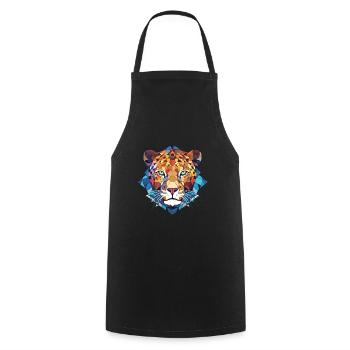Leopard Colorful Watercolor Animal Illustration - Cooking Apron - black - Front - AI Model Male 185 dark (185cm)