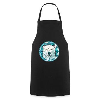 Polar Bear Colorful Watercolor Animal Illustration - Cooking Apron - black - Front - AI Model Male 185 dark (185cm)