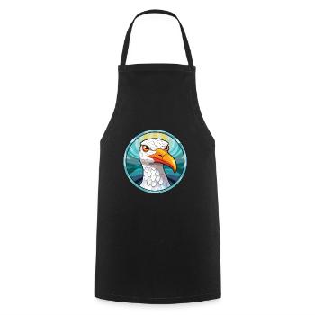 Mouette colorée aquarelle Animal Illustration - Tablier de cuisine - noir - Devant - AI Model Male 185 dark (185cm)
