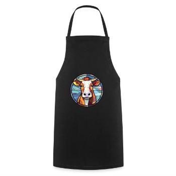 Vache Coloré Aquarelle Animal Animal Illustration - Tablier de cuisine - noir - Devant - AI Model Male 185 dark (185cm)