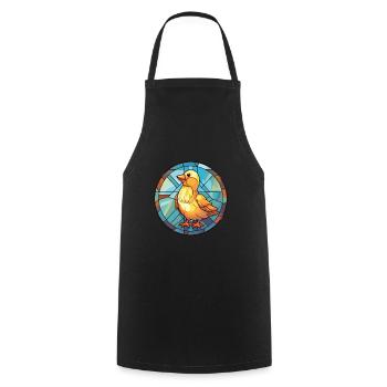 Chick Colorful Watercolor Animal Pet Illustration - Cooking Apron - black - Front - AI Model Male 185 dark (185cm)