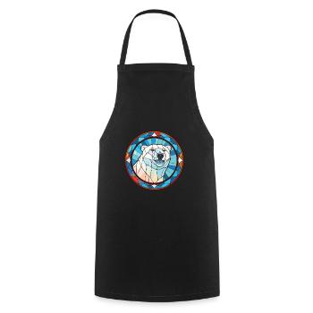 Polar Bear Colorful Watercolor Animal Illustration - Cooking Apron - black - Front - AI Model Male 185 dark (185cm)
