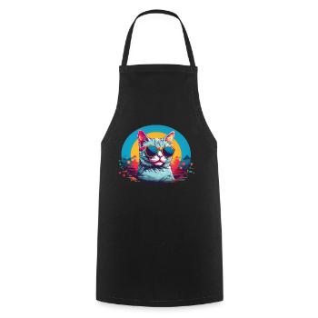 Cool Cat with Sungalsses - Cooking Apron - black - Front - AI Model Male 185 dark (185cm)