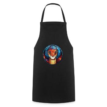 Cobra Snake Colorful Watercolor Animal Pet Cartoon - Cooking Apron - black - Front - AI Model Male 185 dark (185cm)