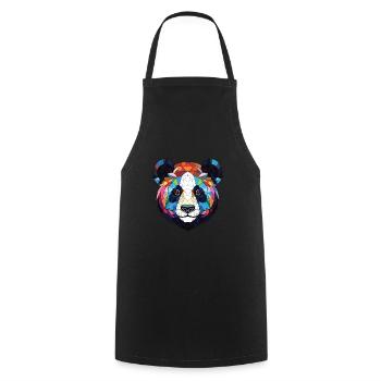 Panda Colorful Watercolor Animal Pet Illustration - Cooking Apron - black - Front - AI Model Male 185 dark (185cm)