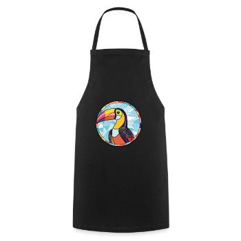 Toucan Colorful Watercolor Animal Pet Illustration - Cooking Apron - black - Front - AI Model Male 185 dark (185cm)